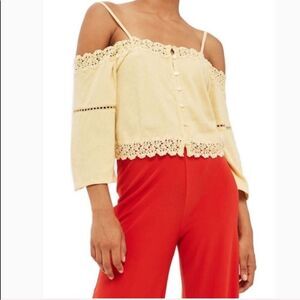 Womens Topshop Top Lace Trim Off the Shoulder Size 8